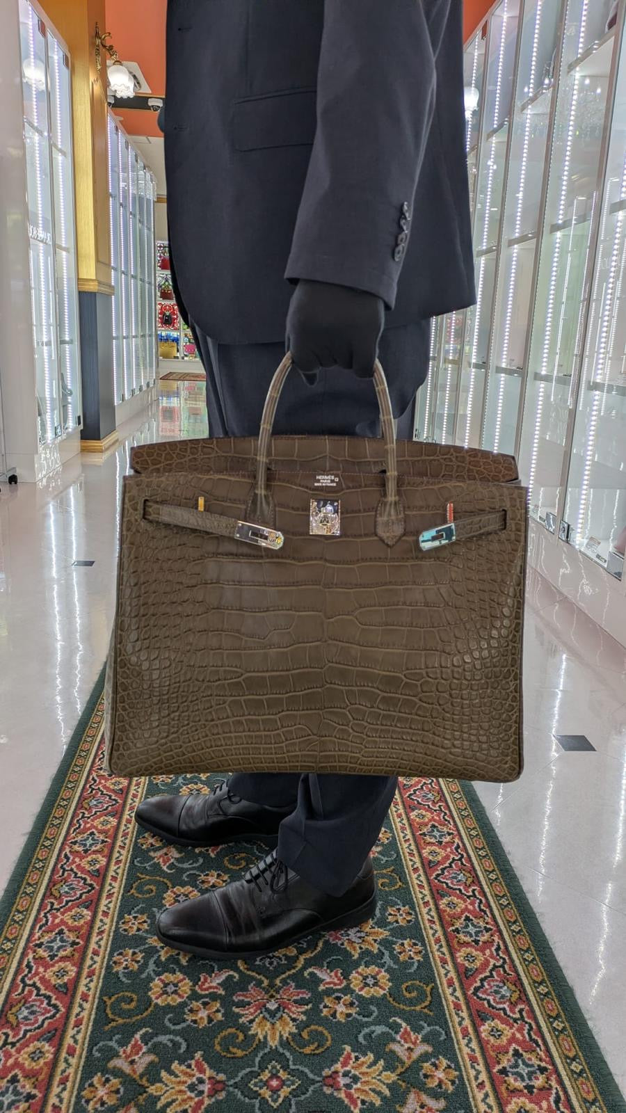 Rare Hermes Birkin 40 Gris Elephant Matte Alligator leather palladium hardware