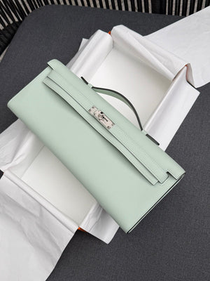 Hermes Kelly Cut Vert Peppermint Swift Leather palladium hardware