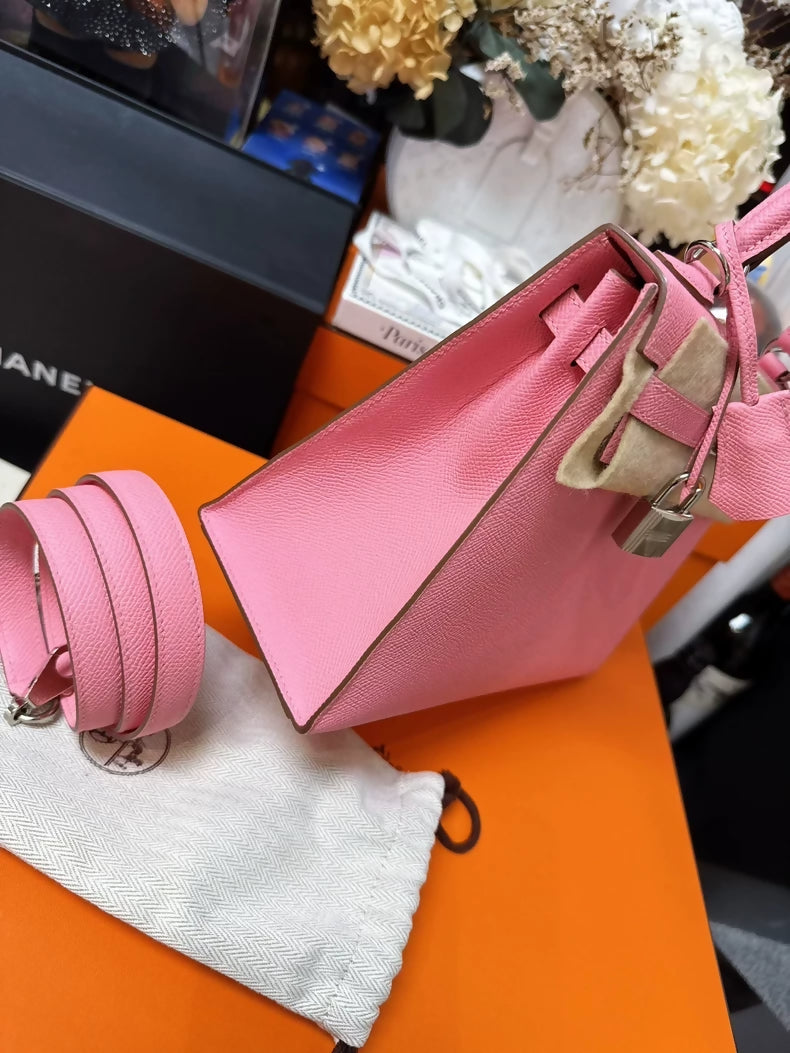 Hermes Kelly 25 bag Pink Epsom leather palladium hardware