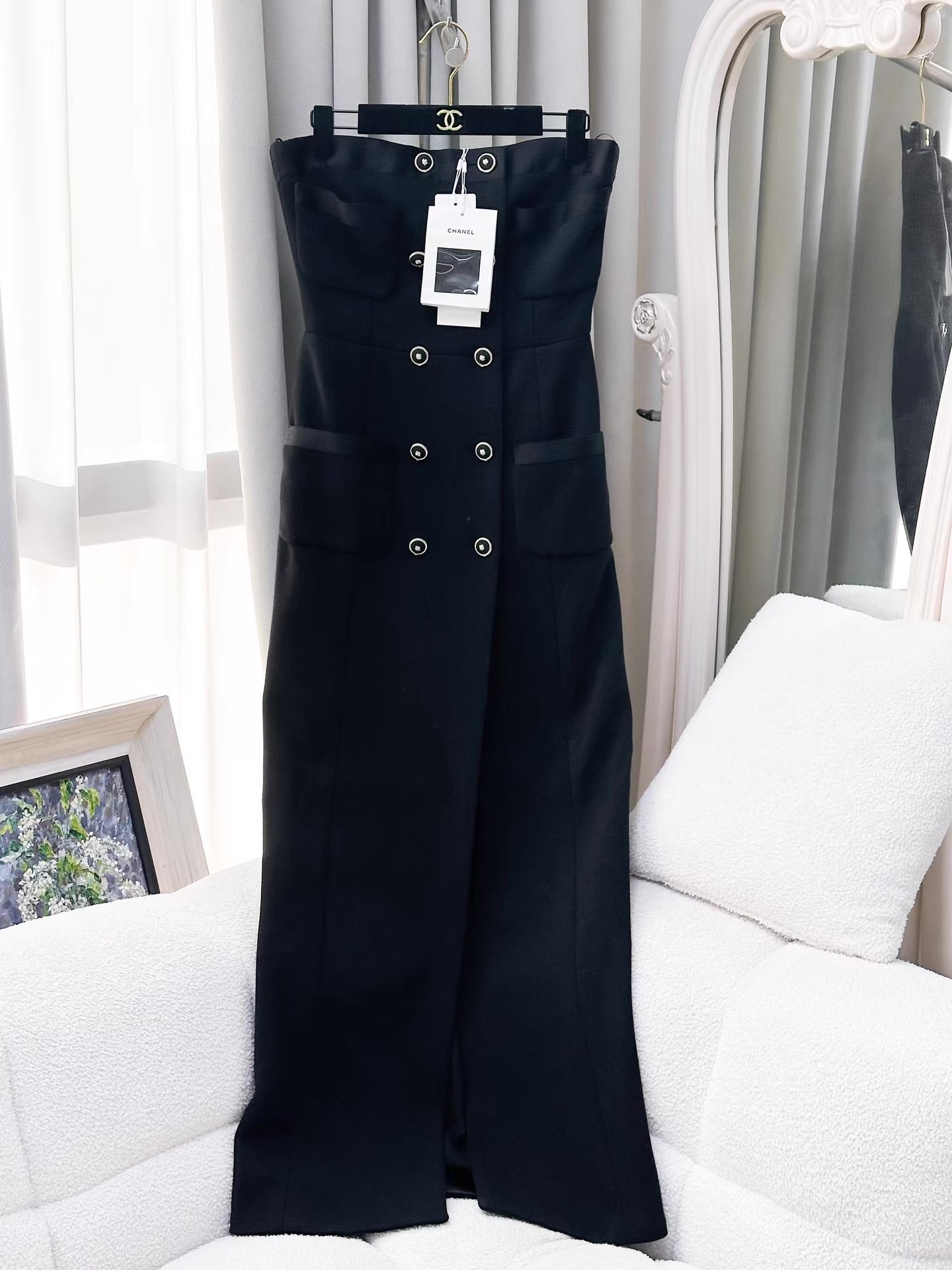 Chanel 20A Black long runway dress