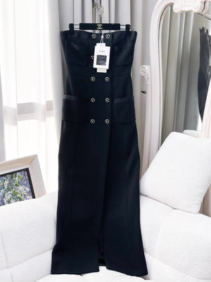 Chanel 20A Black long runway dress