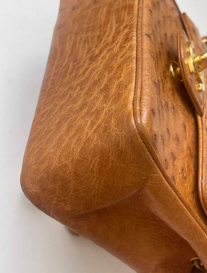 Chanel Vintage Flap bag in Ostrich Leather Gold Hardware