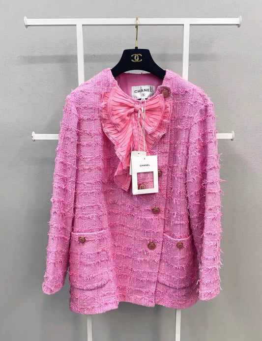 Chanel 23c Pink bow Woven jacket size 34