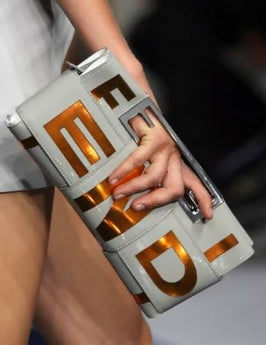 Rare Vintage Fendi 2007 Limited Edition Metallic Gold Patent Leather Crossword Clutch Bag