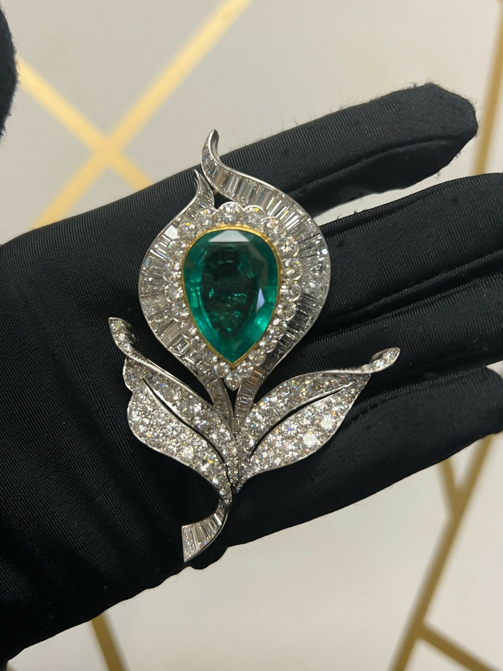 Van Cleef and Arpels Emerald and Diamond Floral Brooch