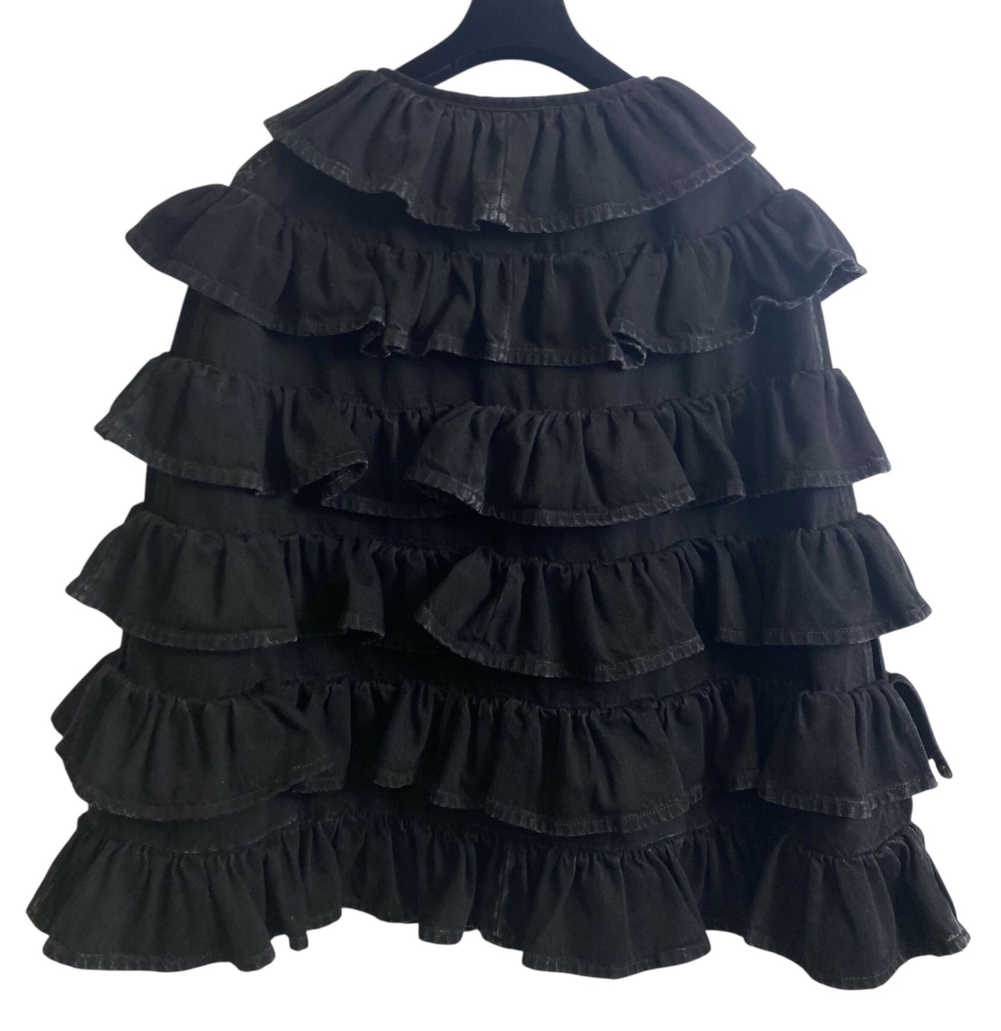 Chanel 24A Paris Manchester Black Denim Coat Jacket Cape FR 36