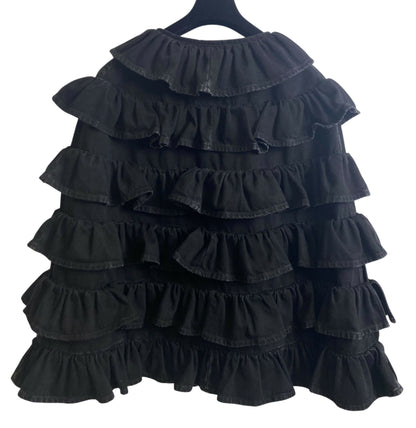 Chanel 24A Paris Manchester Black Denim Coat Jacket Cape FR 36