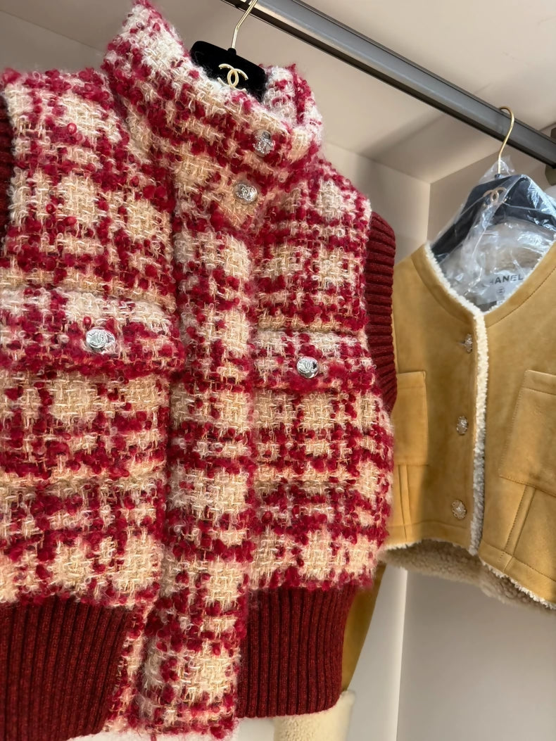 Chanel 24N ski collection's red/beige down vest