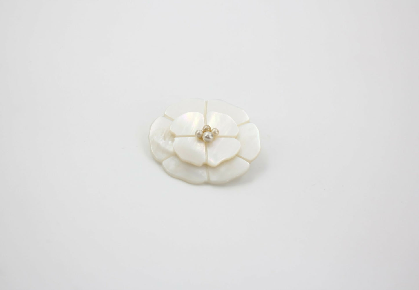 Chanel 98A Mother-of-Pearl Camellia Imitation Pearl Petal Brooch