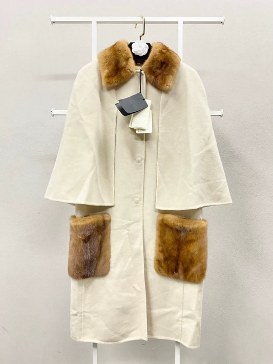 Fendi cashmere mink fur cape coat