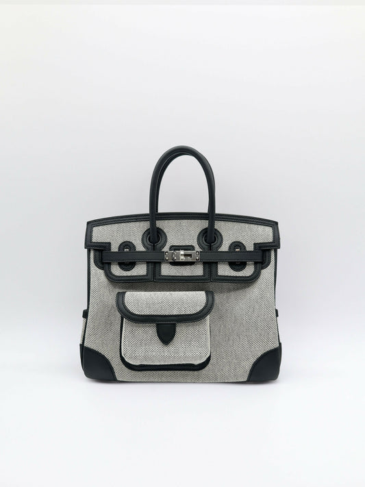 Hermès Birkin 25 Cargo Ecru / Noir Toile / Swift Leather Gold Hardware