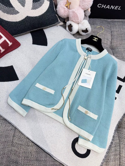 Chanel 25A Baby Blue Cardigan