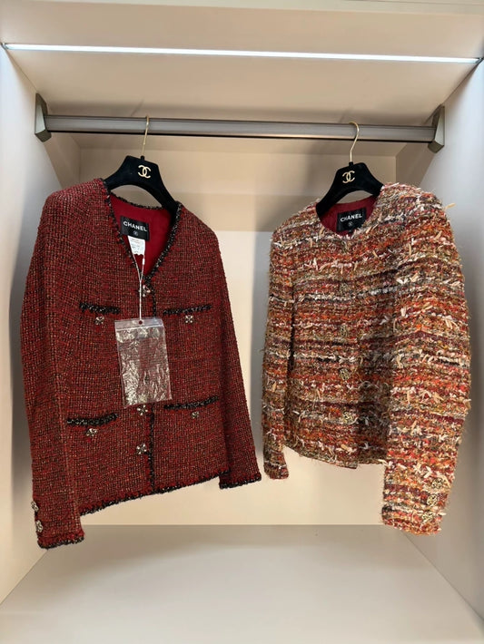 Chanel 11A dark red tweed jacket