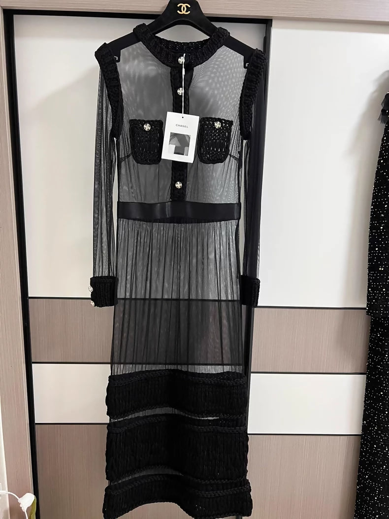 Chanel 23S black see-through dress