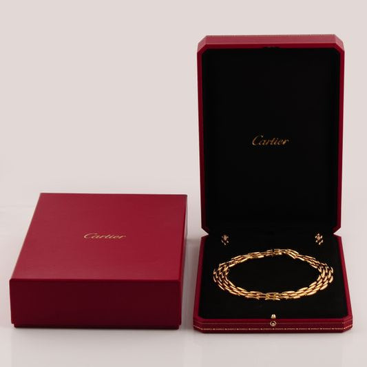 Cartier Vintage Zentian 5-row necklace / 3-row diamond semi-pave earring set
