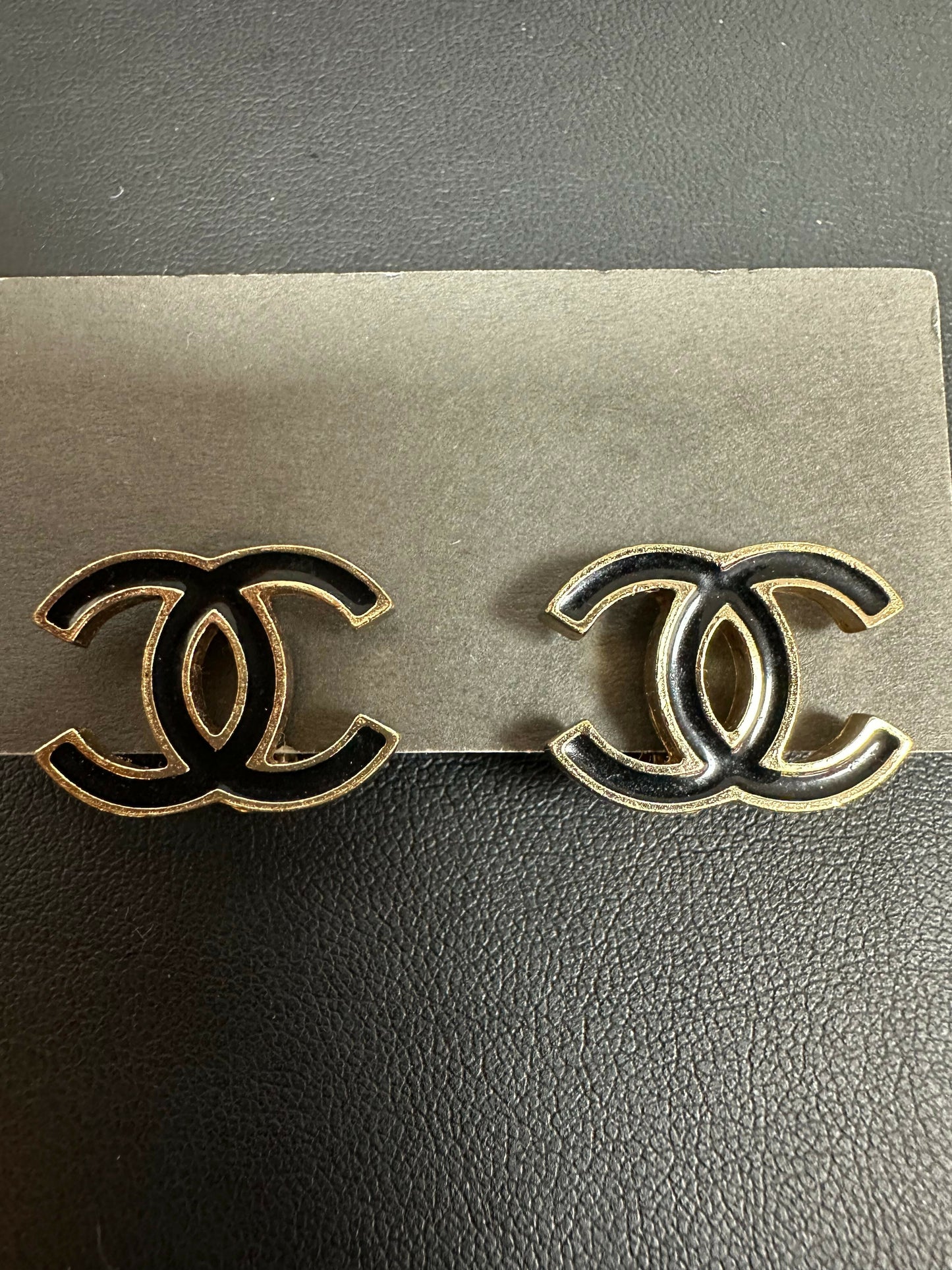 Chanel Vintage 03 Enamel Black CC Clip-on Earrings