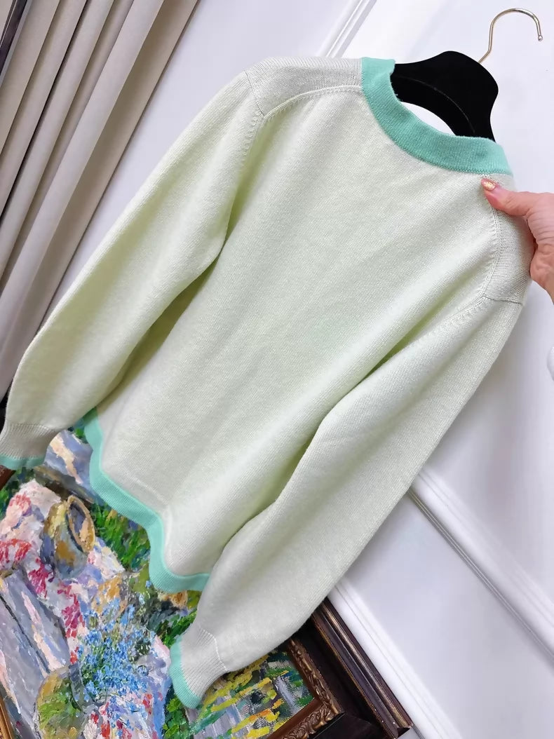 Chanel 23S Mint Green Cashmere Knit Cardigan