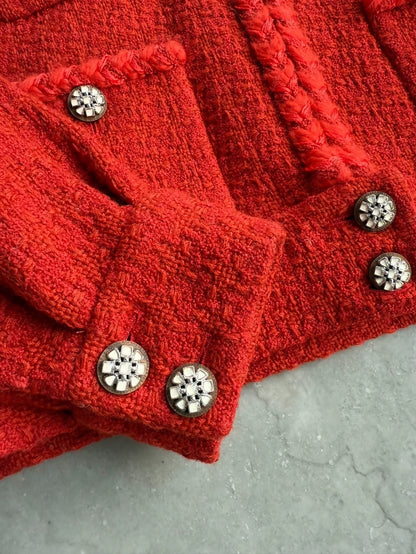 Chanel red tweed jacket