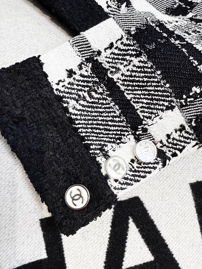 Chanel 23P black and white tweed jacket