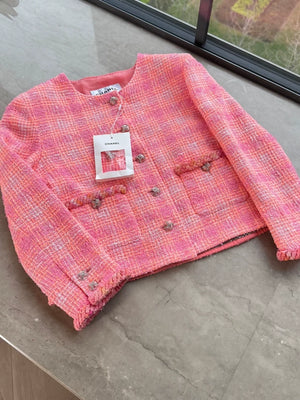 Chanel 24C Orange-Pink Tweed Jacket