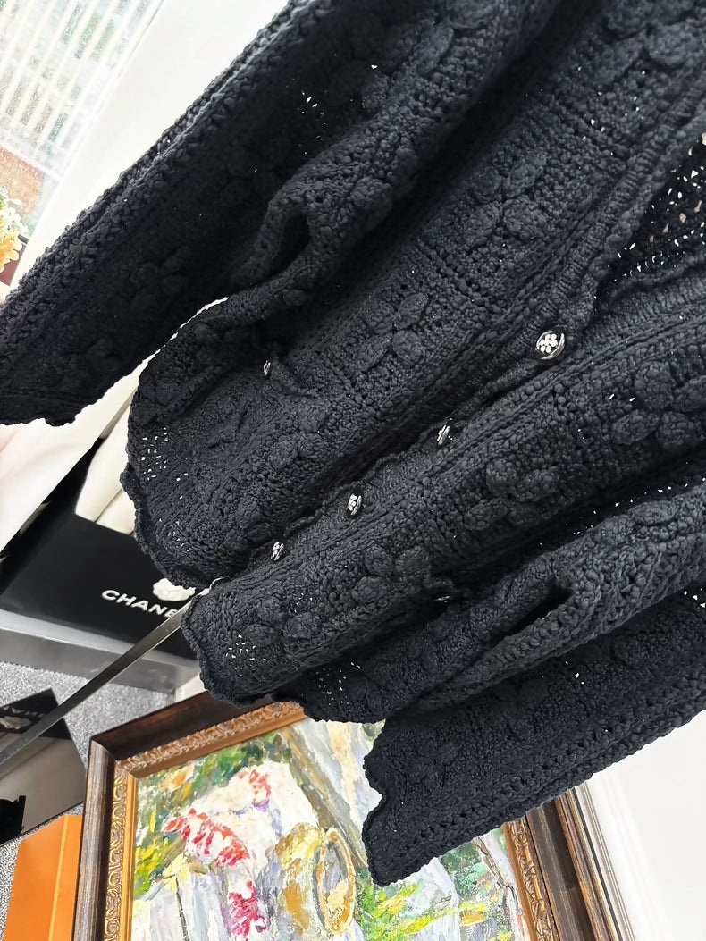 Chanel 25c black crochet cardigan