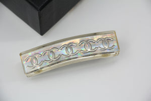 Chanel Vintage 97P Iridescent Resin Five Silver-Tone CC Logos Hair Clip
