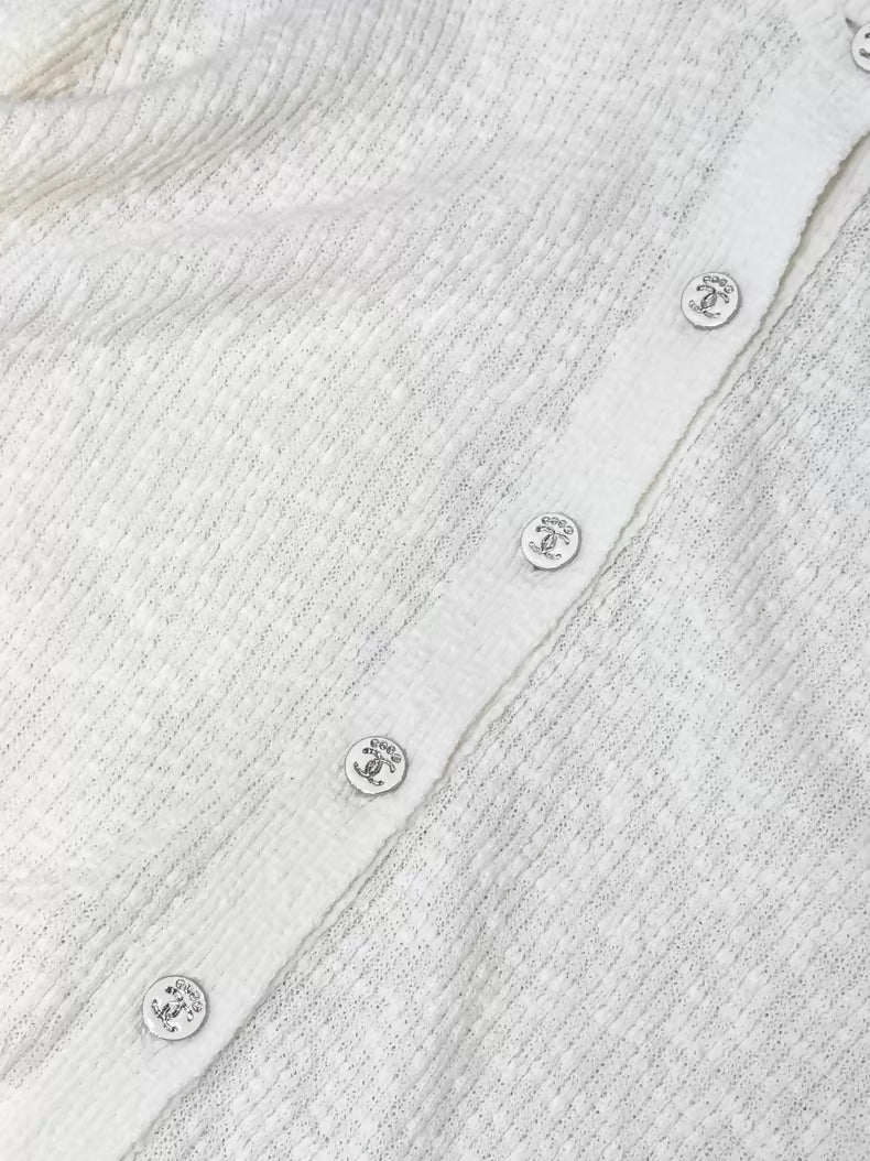 Chanel 25M white knit cardigan