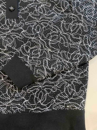 Chanel 25P black CC Logo Long-Sleeve Polo Sweatshirt.