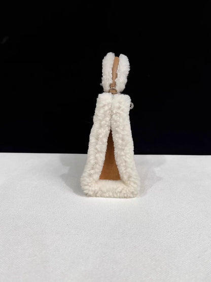 Hermès Teddy Mini Kelly 20 Chamois Grizzly, Alezan Swift and Ecru Mouton Shearling Palladium Hardware