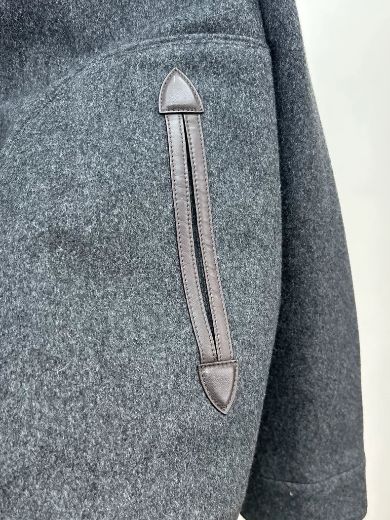 Loro Piana grey fur hooded coat