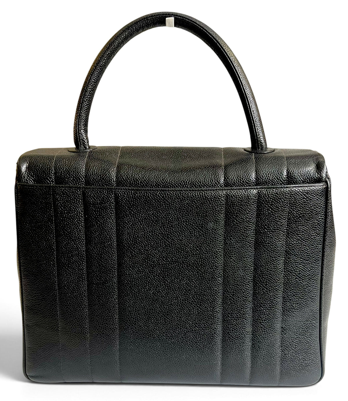 CHANEL VINTAGE 90s BLACK CAVIAR JUMBO KELLY VERTICAL FLAP BAG 24K GHW