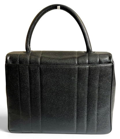 CHANEL VINTAGE 90s BLACK CAVIAR JUMBO KELLY VERTICAL FLAP BAG 24K GHW