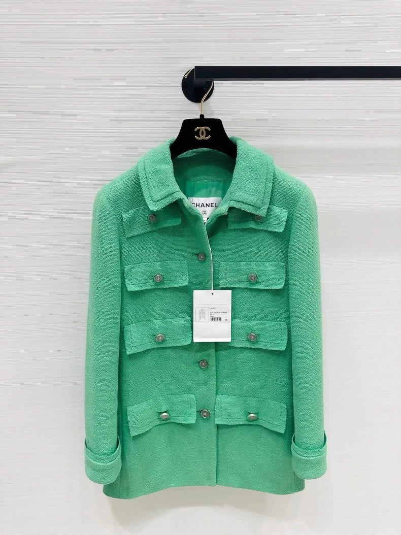 Chanel 20C multi-pocket green jacket