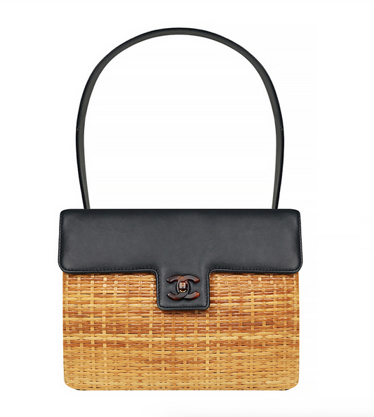 Chanel Vintage 1998 Calfskin Rattan Basket Flap Bag