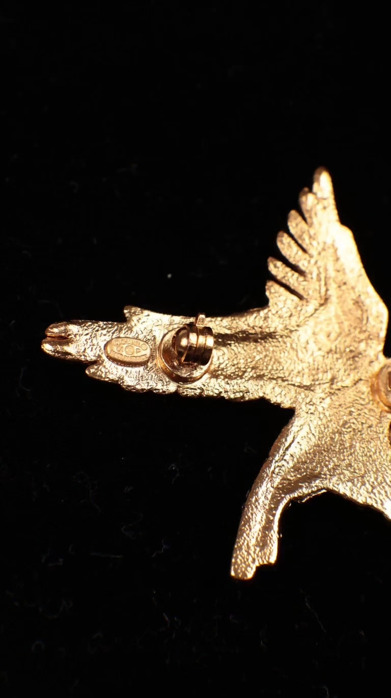 Chanel 2001 Gold Rhinestone Eagle Brooch