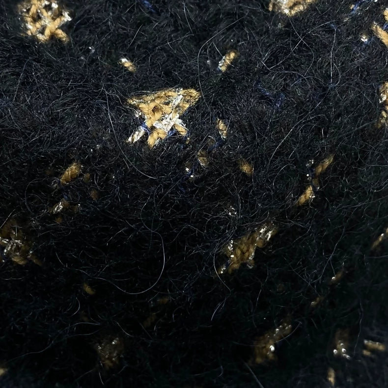 Chanel 19k black and gold houndstooth hat