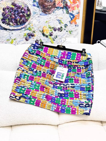 Chanel 21S multicolour graffiti skirt