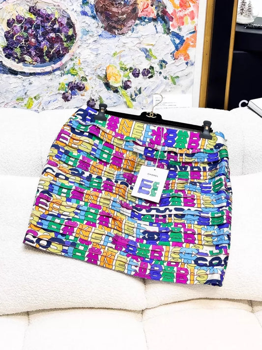 Chanel 21S multicolour graffiti skirt