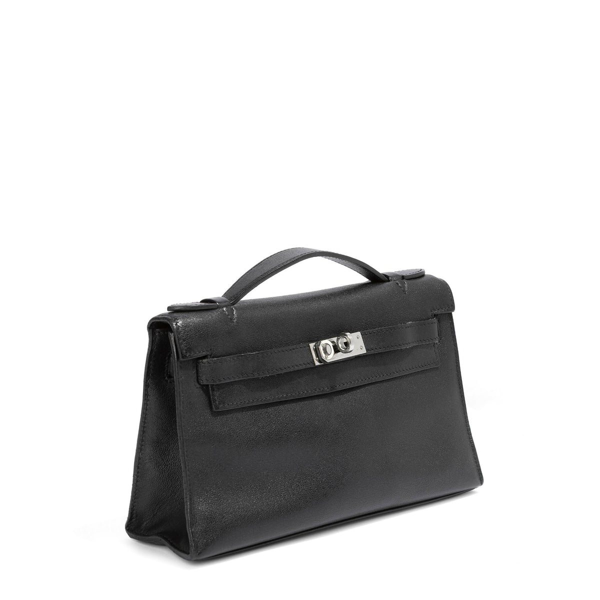 Hermès Kelly Pochette Black Swift PHW Bag