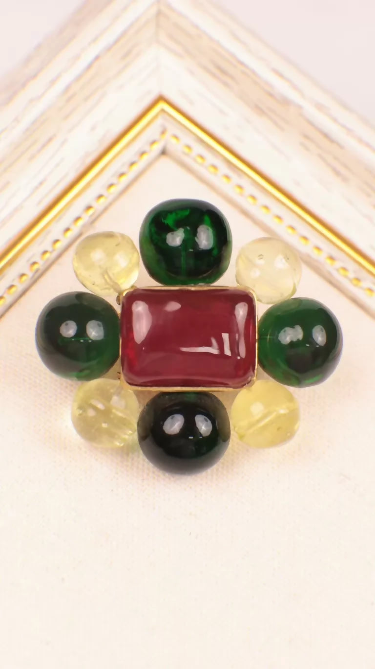 Chanel 1997 Multi-coloured Glass Brooch with Pendant