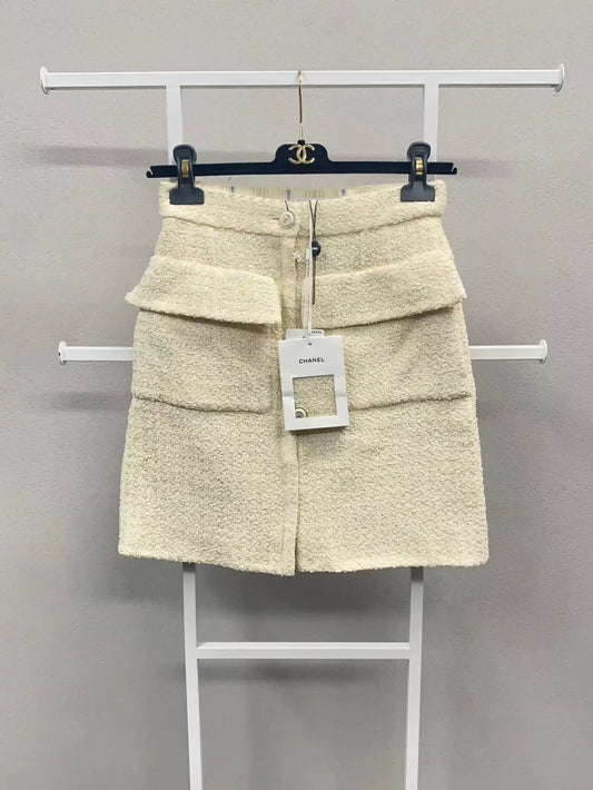Chanel's 20S ecru tweed skirt