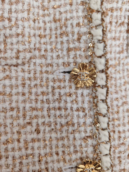 Chanel 26C beige gold tweed jacket