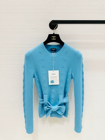 Chanel 25C blue knit top