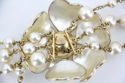 Chanel Vintage 02A Imitation Pearl Camellia Layered Necklace