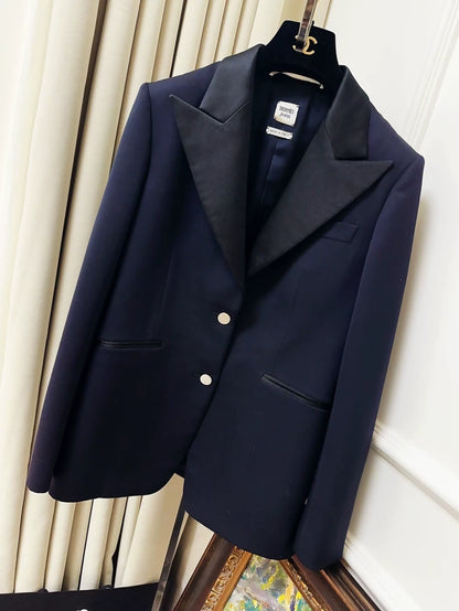 Hermes navy blue wool blazer