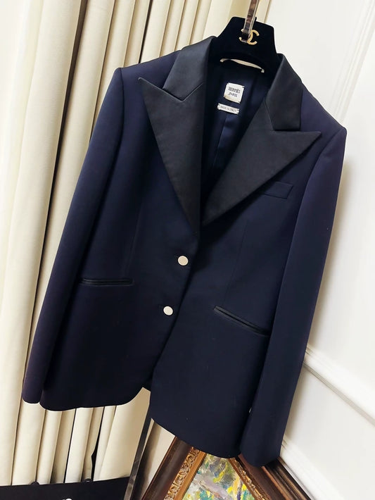 Hermes navy blue wool blazer