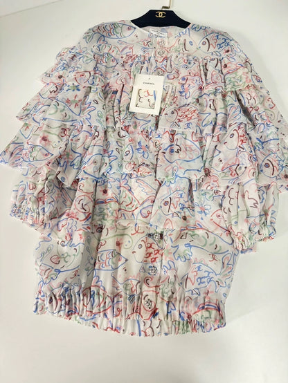 Chanel 25C Silk Ocean Pattern Dress
