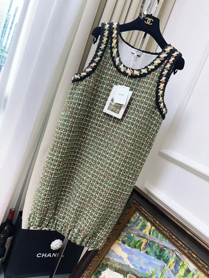 Chanel 23A Green Tweed Dress