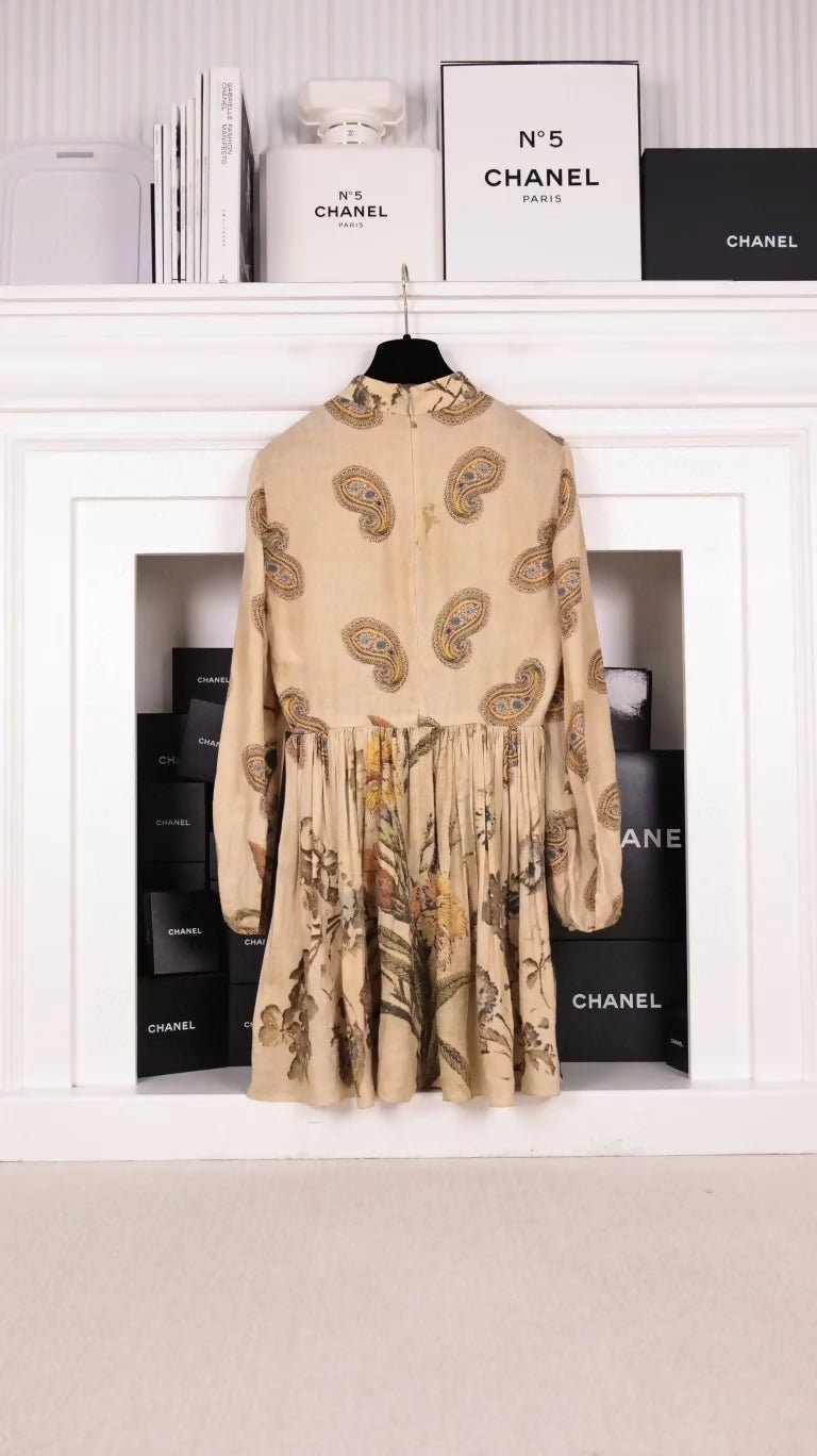 Dior beige linen print dress