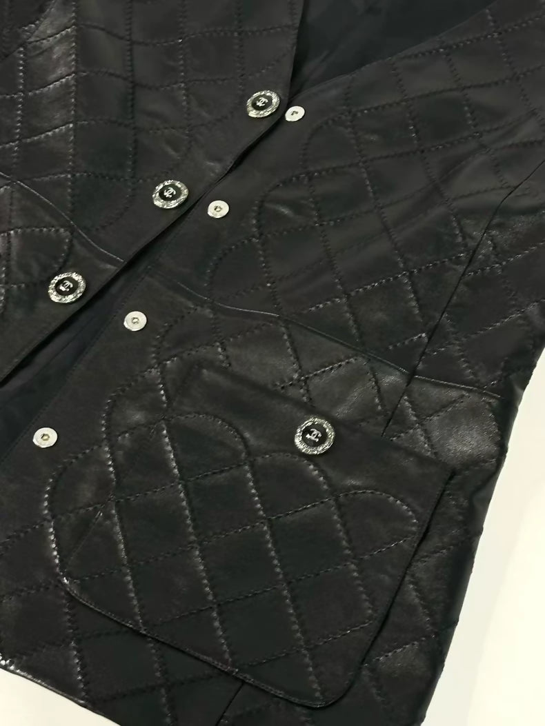 Chanel 22S Black Leather Vest